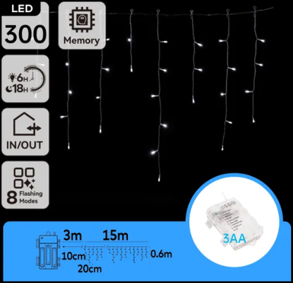Tiras de Luces Led Navidad Luz Blanca con Pila 15x0,6 mt